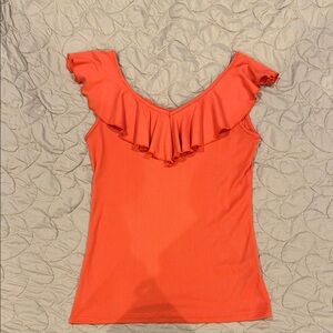 Ruffled Off-Shoulder Top - coral